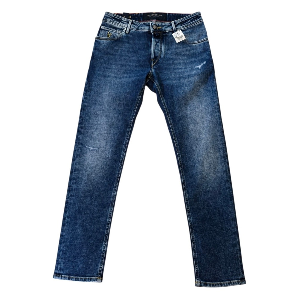 Handpicked Orvieto Jeans Mens 31 Indigo Italian Made Button Fly Slim Luxury